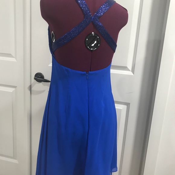 CACHE Flowy royal blue chiffon dress - Picture 3 of 8